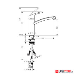 Hansgrohe FOCUS E2 Kuhinjska armatura 3 cevi (31804000)